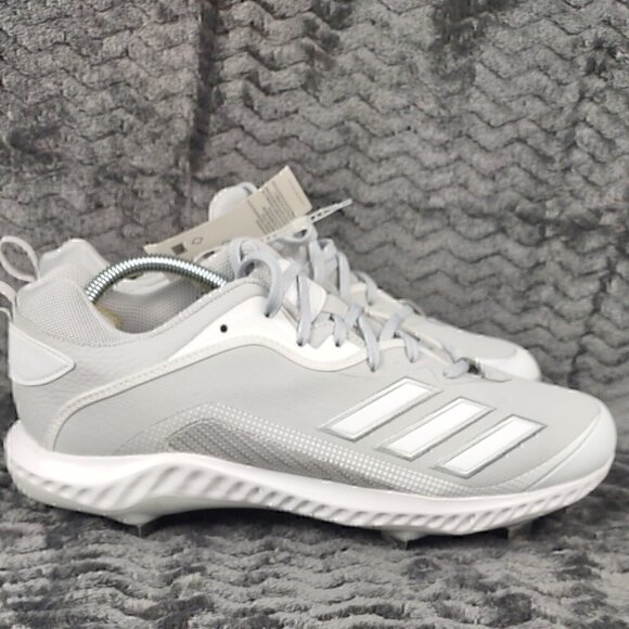 ADIDAS Mens Icon 6 Bounce Baseball Cleats FV9353 Gray & White (NWT) Size 8 - Picture 4 of 6